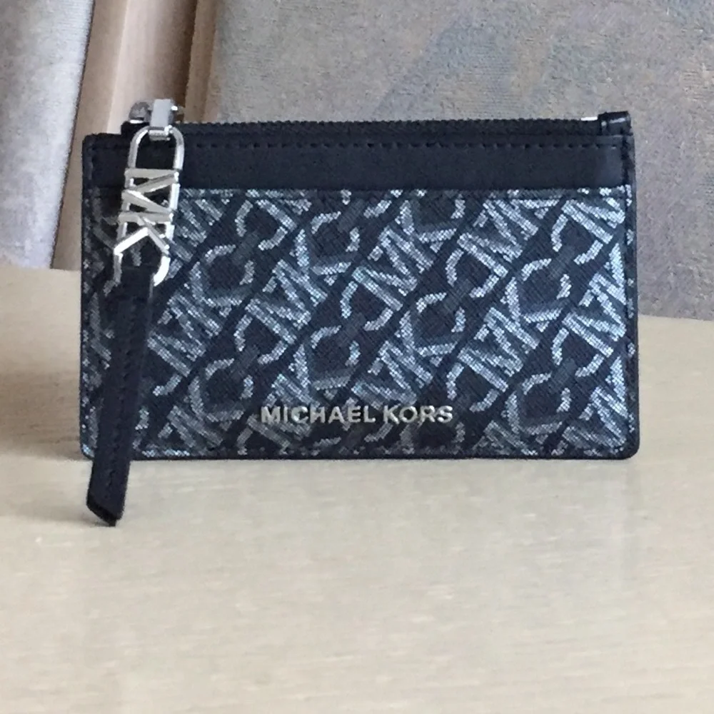 Michael Kors Empire Black Silver Card Case